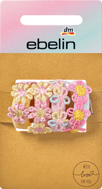 Haargummis mit Blumen-Applikationen, bunt, 4 St ebelin