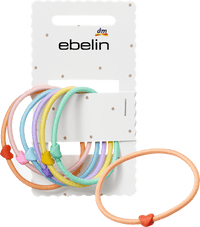 ebelin Haargummis mit Herz-Applikationen, bunt, 6 St