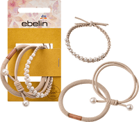 Haargummis mit Perlen, beige, 3 St ebelin