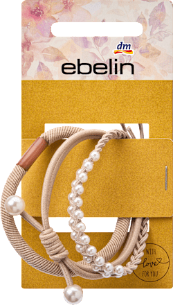 Haargummis mit Perlen, beige, 3 St ebelin
