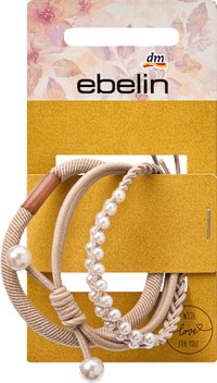Haargummis mit Perlen, beige, 3 St ebelin