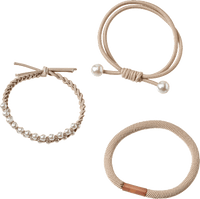 Haargummis mit Perlen, beige, 3 St ebelin