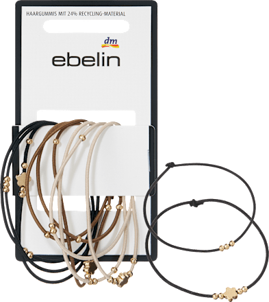 Haargummis mit Perlen, braun/schwarz/beige, 9 St