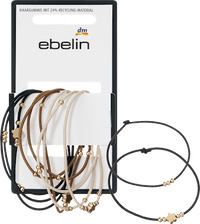 Haargummis mit Perlen, braun/schwarz/beige, 9 St
