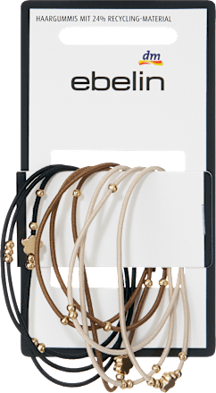 Haargummis mit Perlen, braun/schwarz/beige, 9 St