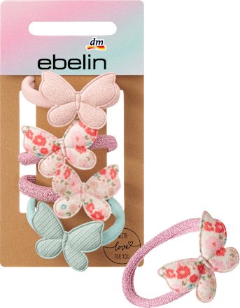 Haarelastiekjes met vlinders, 4 stuks