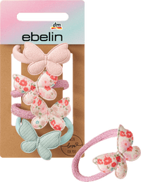 Haarelastiekjes met vlinders, 4 stuks