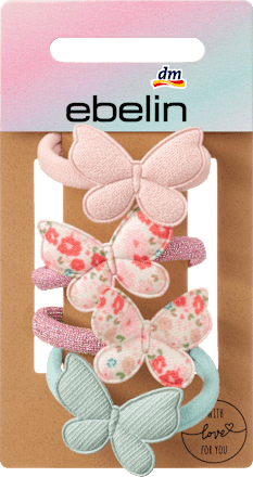 Haarelastiekjes met vlinders, 4 stuks
