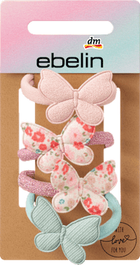 Haarelastiekjes met vlinders, 4 stuks