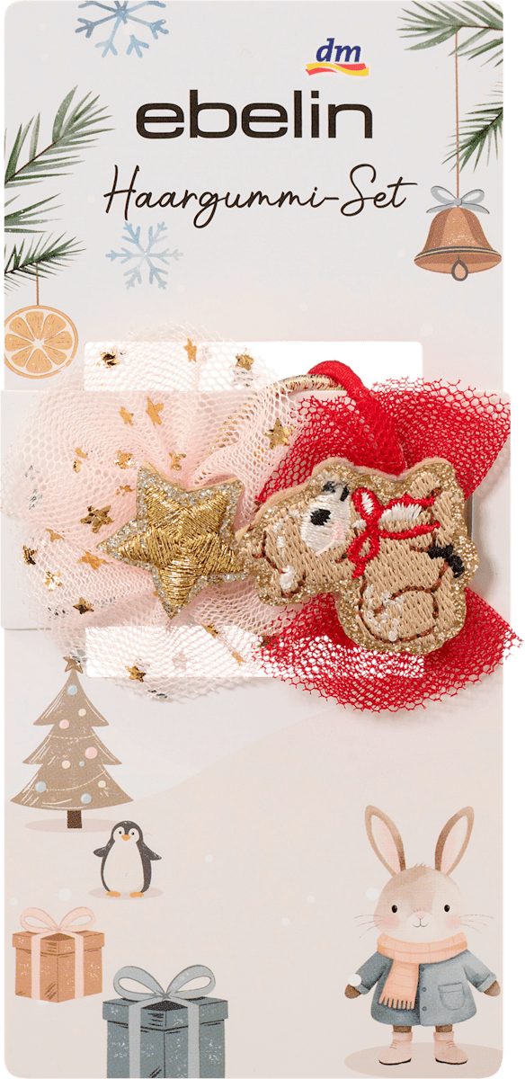 ebelin Haargummis mit Winter-Applikationen, 2 St