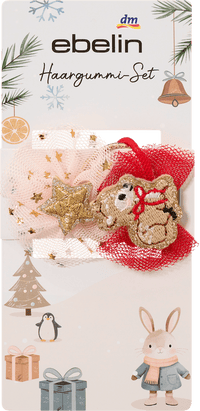 ebelin Haargummis mit Winter-Applikationen, 2 St