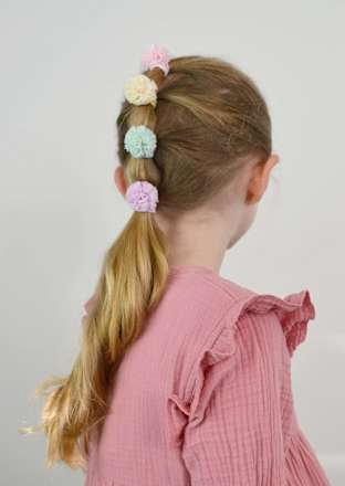 Pompom haarelastiekjes, 4 stuks