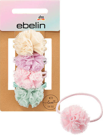 Pompom haarelastiekjes, 4 stuks