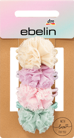Pompom haarelastiekjes, 4 stuks