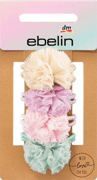 Pompom haarelastiekjes, 4 stuks