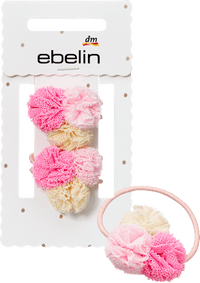 ebelin Haargummis Pompoms, rosa/gelb, 2 St