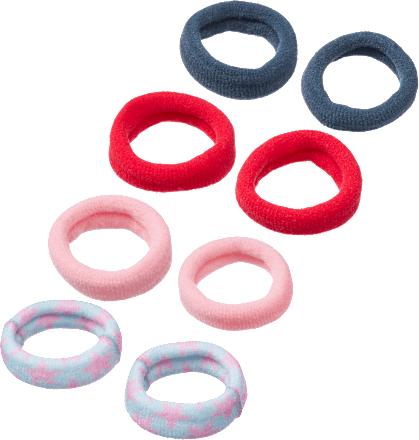 Haargummis rosa/rot/blau, 20 St