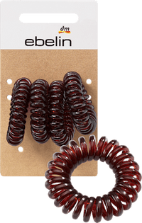 Haarelastiekjes spiraal klein bruin, 4 stuks