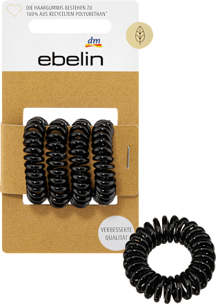 Haarelastiekjes spiraal klein zwart, 4 stuks