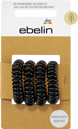 Haarelastiekjes spiraal klein zwart, 4 stuks