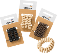 Haarelastiekjes spiraal zwart/bruin/beige, 3 stuks