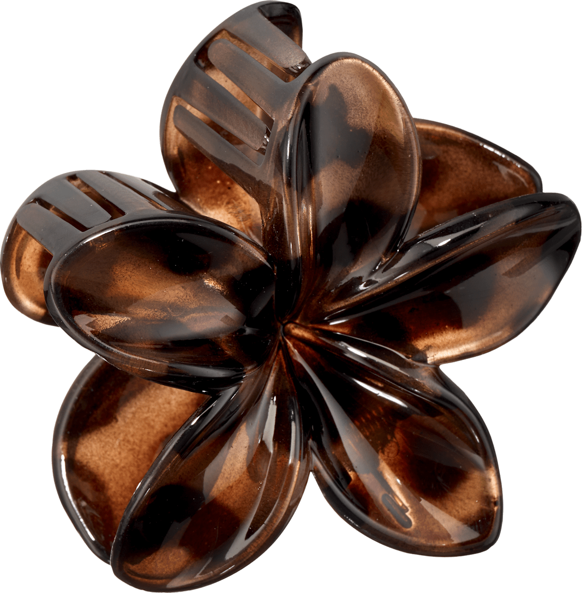 Haarklammer Blume, Leo-Muster, braun, 1 St