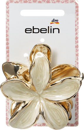 Haarklammer Blume, weiß/Gold-Optik, 1 St