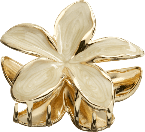 Haarklammer Blume, weiß/Gold-Optik, 1 St