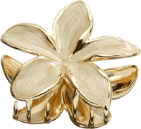 Haarklammer Blume, weiß/Gold-Optik, 1 St