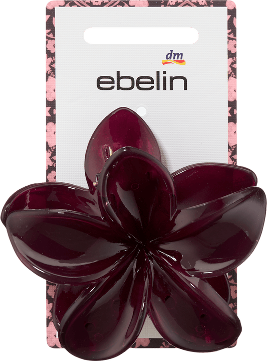Pince à cheveux fleurs, aubergine, 1 pce