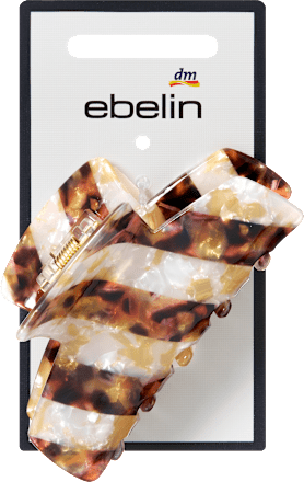 ebelin Haarklammer gestreift, weiß/braun, 1 St