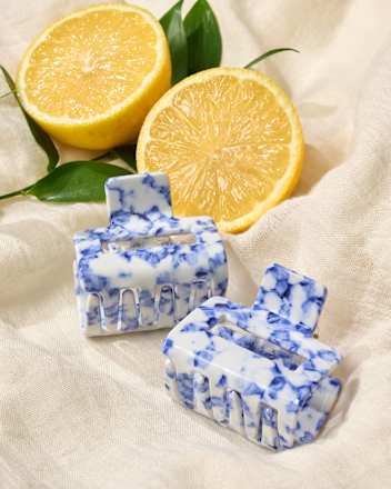 Haarclip keramiek look blauw-wit, 1 st