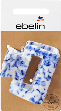 Haarclip keramiek look blauw-wit, 1 st