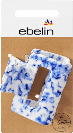 Haarclip keramiek look blauw-wit, 1 st