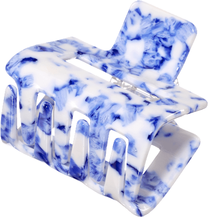Haarklammer Keramik-Optik, blau/weiß, 1 St