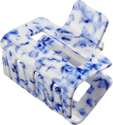 Haarclip keramiek look blauw-wit, 1 st