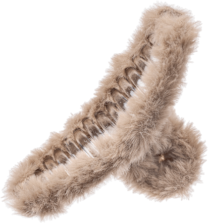 Haarklammer Loop-Form Felloptik, Beige, 1 St ebelin