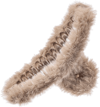 Haarklammer Loop-Form Felloptik, Beige, 1 St ebelin