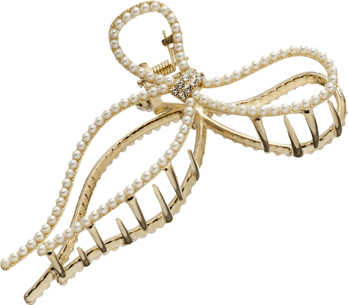 Haarklammer Schleife mit Glitzer, Gold-Optik, 1 St