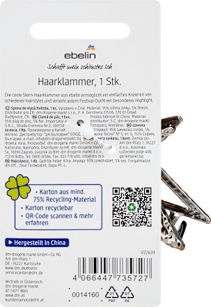 Haarklammer Stern Stay wild, Child, 1 St ebelin