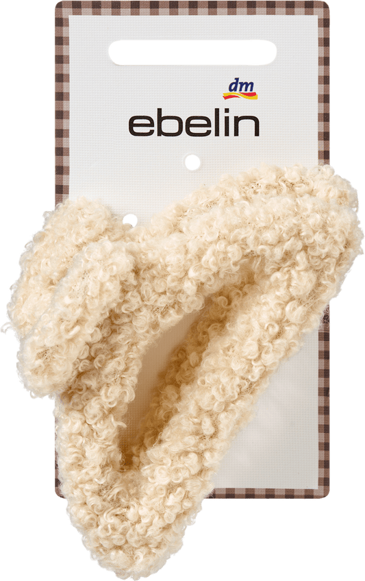 Haarklammer Teddystoff, beige, 1 St