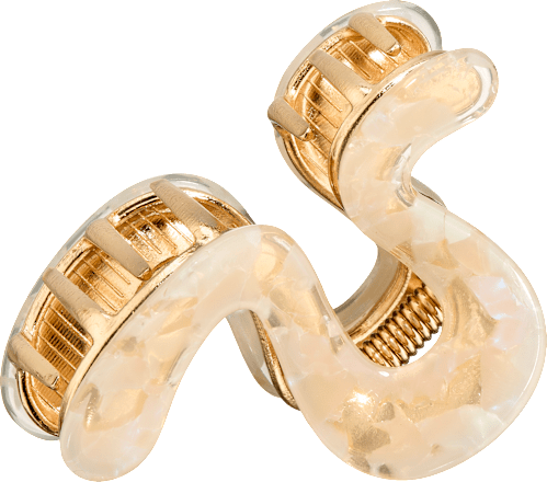Golfvormige haarclip, goud en parelmoerlook, 1 stuk