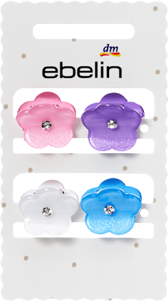 ebelin Haarklammern Blumen mit Glitzer, 4 St