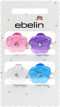 ebelin Haarklammern Blumen mit Glitzer, 4 St