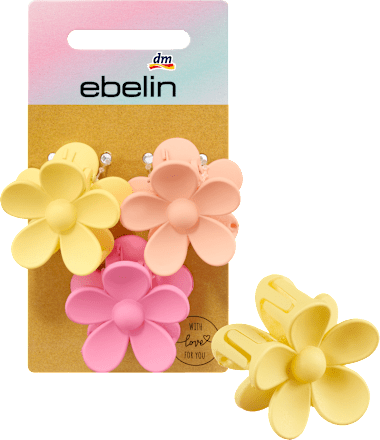 Haarspeldjes bloemen roze, roze, geel, 3 stuks