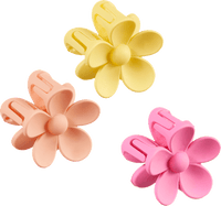 Haarspeldjes bloemen roze, roze, geel, 3 stuks