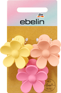 Haarspeldjes bloemen roze, roze, geel, 3 stuks