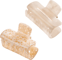 Haarspeldjes vierkant midi crème, bruin, 2 stuks