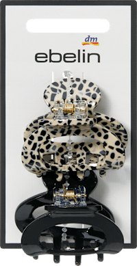 Haarklammern klein halbrund, schwarz/Pünktchen-Optik, 2 St