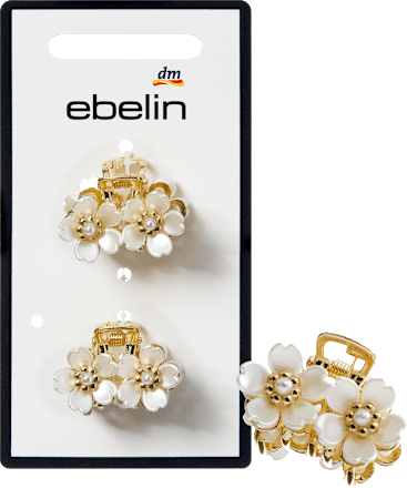 ebelin Haarklammern mit Blumen-Applikationen, Gold-Optik, 2 St